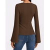 MEROKEETY Womens Peplum Tops Long Sleeve Fall Dressy Business Casual Blouse(Brown)