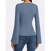 MEROKEETY Womens Peplum Tops Long Sleeve Fall Dressy Business Casual Blouse(Dustyblue)