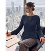 MEROKEETY Womens Peplum Tops Long Sleeve Fall Dressy Business Casual Blouse(Navy)
