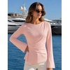 MEROKEETY Womens Peplum Tops Long Sleeve Fall Dressy Business Casual Blouse(Pink)