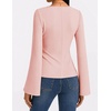 MEROKEETY Womens Peplum Tops Long Sleeve Fall Dressy Business Casual Blouse(Pink)