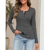 MEROKEETY Womens Striped Long Sleeve Fall Shirts Ribbed Fitted Henley Tops(Stripeblack)