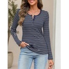 MEROKEETY Womens Striped Long Sleeve Fall Shirts Ribbed Fitted Henley Tops(Stripeblue)