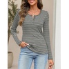 MEROKEETY Womens Striped Long Sleeve Fall Shirts Ribbed Fitted Henley Tops(Stripegrey)