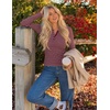 MEROKEETY Womens Striped Long Sleeve Fall Shirts Ribbed Fitted Henley Tops(Stripered)