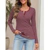 MEROKEETY Womens Striped Long Sleeve Fall Shirts Ribbed Fitted Henley Tops(Stripered)