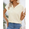 MEROKEETY Women’s Summer Cap Short Sleeve Sweater Vest 2026 Trendy Tops(Beige)