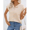 MEROKEETY Women’s Summer Cap Short Sleeve Sweater Vest 2026 Trendy Tops(Stripekhaki)