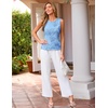 MEROKEETY Womens Summer Floral Mesh Business Casual Tank Tops(Blue)