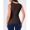 MEROKEETY Womens Summer Floral Mesh Business Casual Tank Tops(Coffee)
