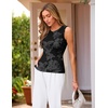 MEROKEETY Womens Summer Floral Mesh Business Casual Tank Tops(Dim)