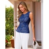 MEROKEETY Womens Summer Floral Mesh Business Casual Tank Tops(Navy)