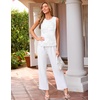 MEROKEETY Womens Summer Floral Mesh Business Casual Tank Tops(White)