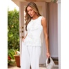 MEROKEETY Womens Summer Floral Mesh Business Casual Tank Tops(White)