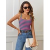 MEROKEETY Women’s Summer Square Neck Tank Tops(Bluepink)