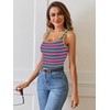 MEROKEETY Women’s Summer Square Neck Tank Tops(Bluepink)