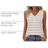 MEROKEETY Womens Summer Tank Tops Striped V Neck Sleeveless Henley Shirts(Beige Blue)