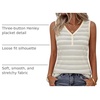 MEROKEETY Womens Summer Tank Tops Striped V Neck Sleeveless Henley Shirts(Grey)