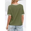 MEROKEETY Women’s Summer Tops 2026 Short Sleeve Casual Trendy Striped Color Block T Shirts Loose Blouse(Army Green)