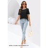 MEROKEETY Women’s Summer Tops 2026 Short Sleeve Casual Trendy Striped Color Block T Shirts Loose Blouse(Black)