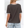MEROKEETY Women’s Summer Tops 2026 Short Sleeve Casual Trendy Striped Color Block T Shirts Loose Blouse(Coffee)