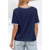 MEROKEETY Women’s Summer Tops 2026 Short Sleeve Casual Trendy Striped Color Block T Shirts Loose Blouse(Dark Blue)