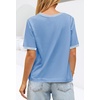 MEROKEETY Women’s Summer Tops 2026 Short Sleeve Casual Trendy Striped Color Block T Shirts Loose Blouse(Light Blue)
