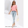MEROKEETY Women’s Summer Tops 2026 Short Sleeve Casual Trendy Striped Color Block T Shirts Loose Blouse(Light Pink)
