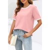 MEROKEETY Women’s Summer Tops 2026 Short Sleeve Casual Trendy Striped Color Block T Shirts Loose Blouse(Light Pink)