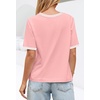 MEROKEETY Women’s Summer Tops 2026 Short Sleeve Casual Trendy Striped Color Block T Shirts Loose Blouse(Light Pink)