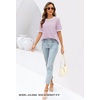 MEROKEETY Women’s Summer Tops 2026 Short Sleeve Casual Trendy Striped Color Block T Shirts Loose Blouse(Lilac)