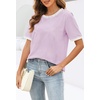 MEROKEETY Women’s Summer Tops 2026 Short Sleeve Casual Trendy Striped Color Block T Shirts Loose Blouse(Lilac)
