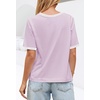 MEROKEETY Women’s Summer Tops 2026 Short Sleeve Casual Trendy Striped Color Block T Shirts Loose Blouse(Lilac)