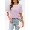 MEROKEETY Women’s Summer Tops 2026 Short Sleeve Casual Trendy Striped Color Block T Shirts Loose Blouse(Lilac)