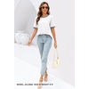 MEROKEETY Women’s Summer Tops 2026 Short Sleeve Casual Trendy Striped Color Block T Shirts Loose Blouse(White)