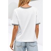 MEROKEETY Women’s Summer Tops 2026 Short Sleeve Casual Trendy Striped Color Block T Shirts Loose Blouse(White)