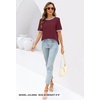 MEROKEETY Women’s Summer Tops 2026 Short Sleeve Casual Trendy Striped Color Block T Shirts Loose Blouse(Wine)