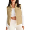 MEROKEETY Puffer Vest Women 2026 Fall Winter Sleeveless Coat(Khaki)