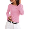 MEROKEETY Women’s 2026 Boat Neck Bell Sleeve Going Out Tops(Pink)
