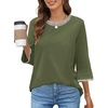 MEROKEETY Women’s 3/4 Length Sleeve Tops Dressy Casual Crew Neck Loose Trendy Spring Blouses T Shirts(Green)