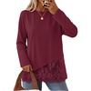 MEROKEETY Women’s Fall Lace Long Sleeve Tops 2026 Casual Shirts(Burgundy)