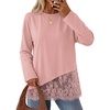 MEROKEETY Women’s Fall Lace Long Sleeve Tops 2026 Casual Shirts(Pink)