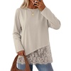 MEROKEETY Women’s Fall Lace Long Sleeve Tops 2026 Casual Shirts(Sand)