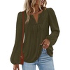 MEROKEETY Women’s Fall Long Sleeve Blouse Shirt 2025 Dressy Casual Crochet Lace V Neck Swiss Dot Tops(Army Green)