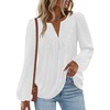 MEROKEETY Women’s Fall Long Sleeve Blouse Shirt 2025 Dressy Casual Crochet Lace V Neck Swiss Dot Tops(White)