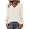 MEROKEETY Womens Long Sleeve Tops Fall Winter Ribbed Sweaters Casual Shirts(White)
