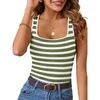 MEROKEETY Women’s Summer Square Neck Tank Tops(Green)