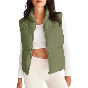 MEROKEETY Puffer Vest Women 2026 Fall Winter Sleeveless Coat(Armygreen)