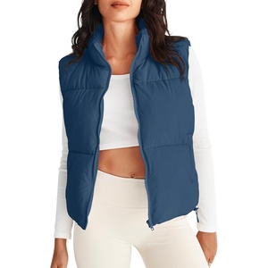 MEROKEETY Puffer Vest Women 2026 Fall Winter Sleeveless Coat(Darkblue)