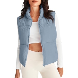 MEROKEETY Puffer Vest Women 2026 Fall Winter Sleeveless Coat(Dustyblue)